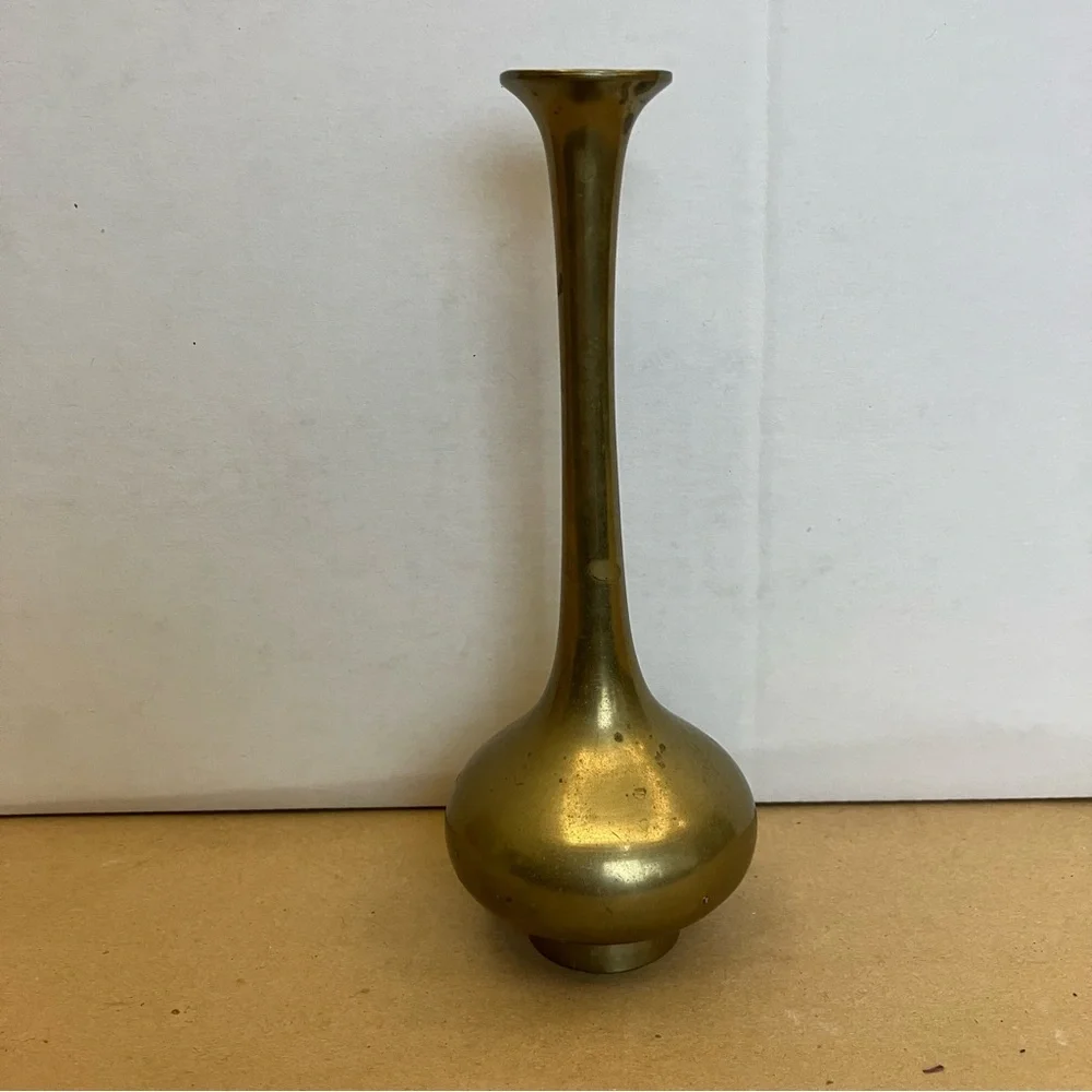 VTG MCM Brass Bud Vase 7